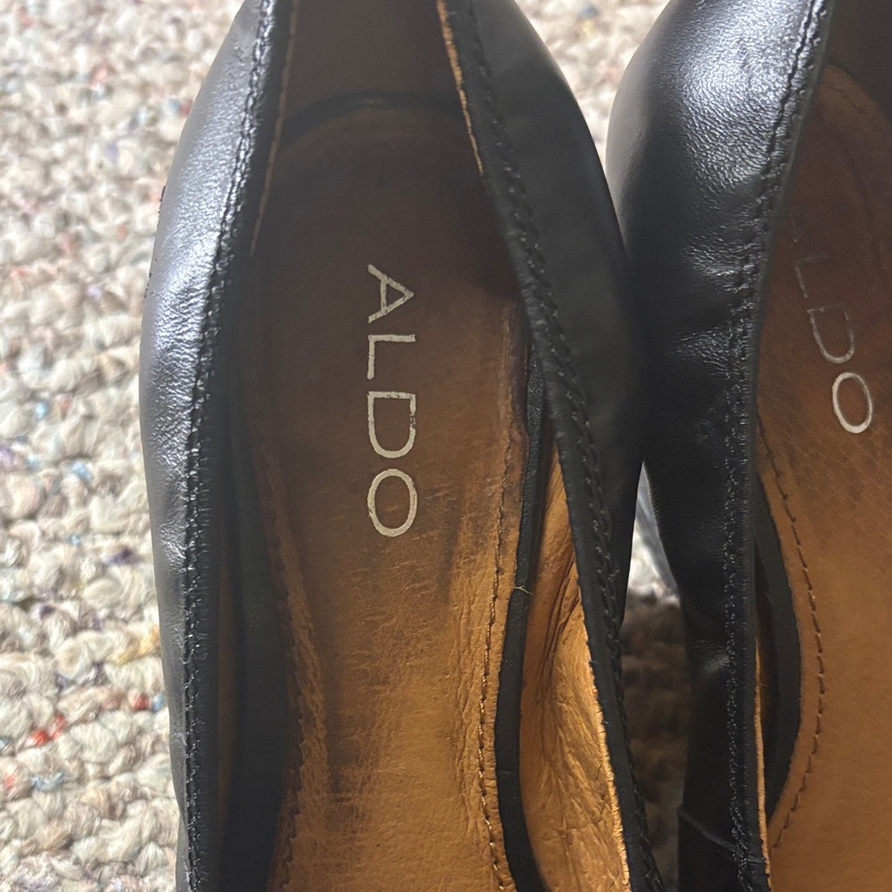 Aldo Black Leather Wedge Shoes - Picture 2 of 5